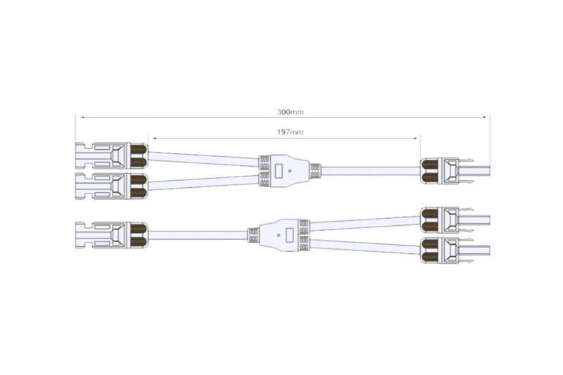 2 To 1 Solar Cable Connectors size