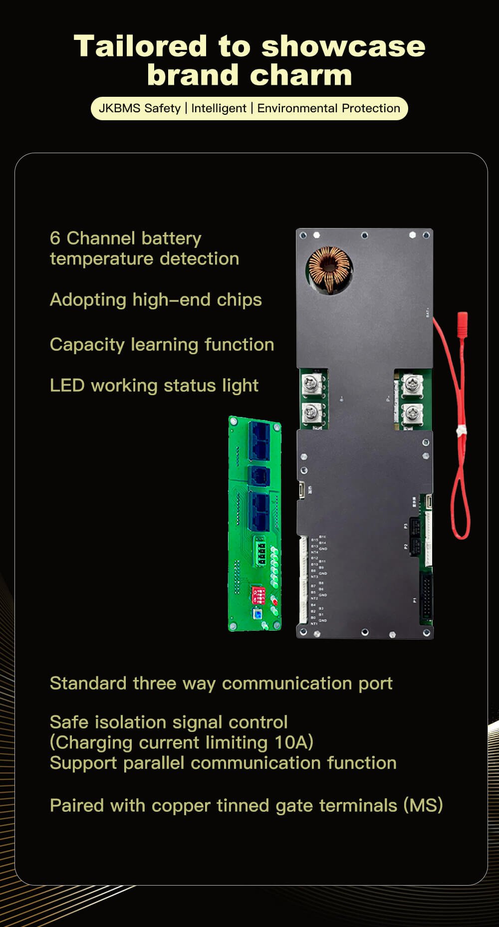 JKBMS 스마트 BMS 8S-16S 24V 48V 100A 150A 200A 저장