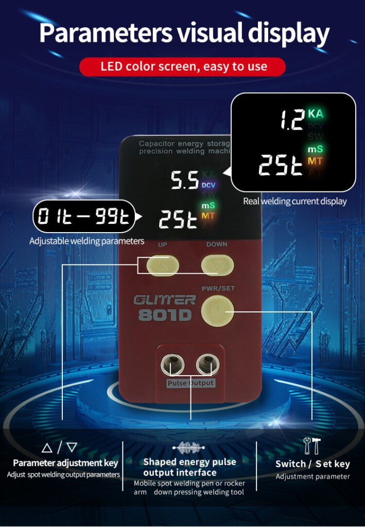 battery spot welder with display screen